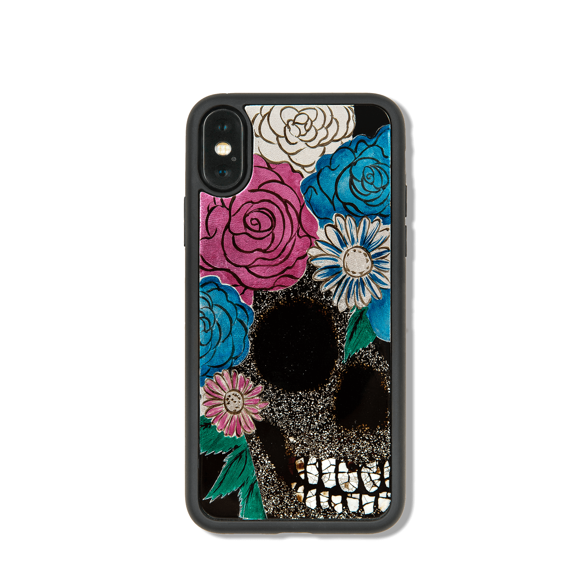 Skull with floral hair, iPhone Xs Max