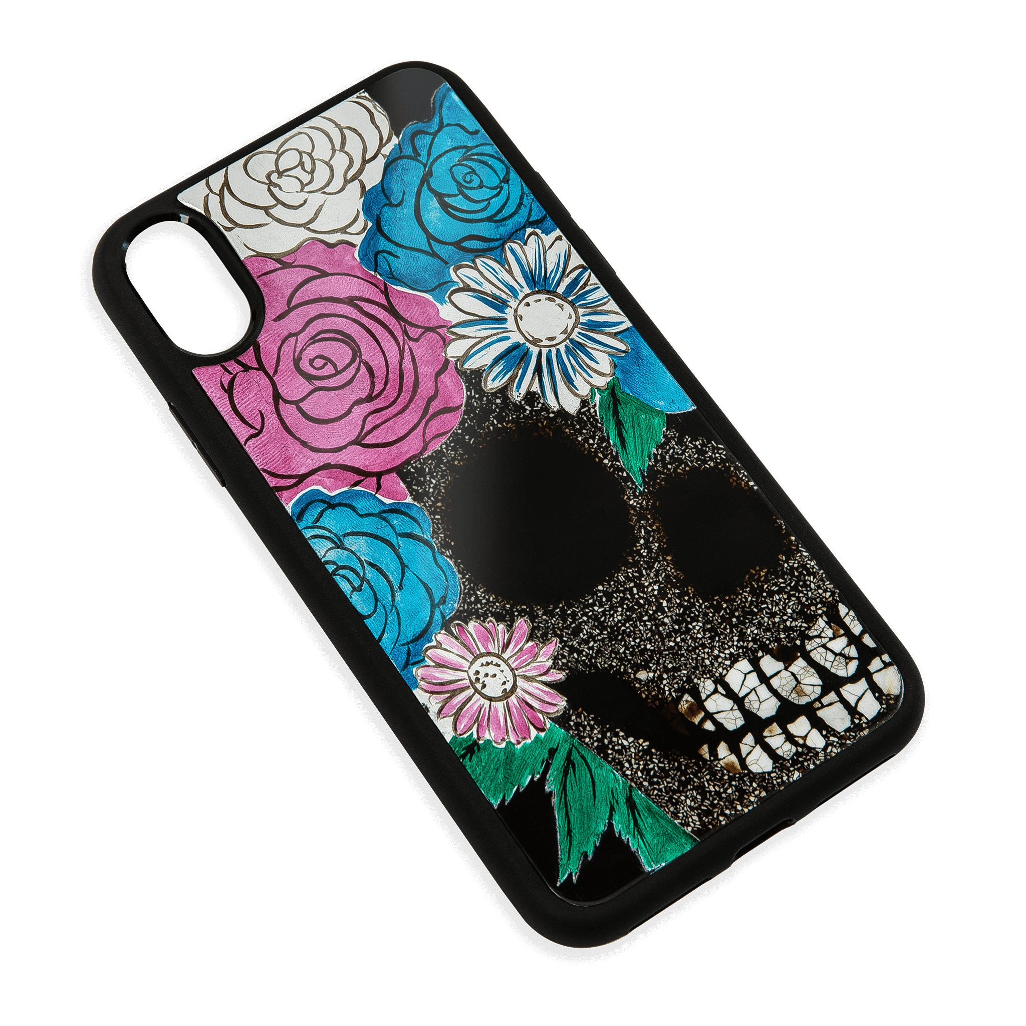 Skull with floral hair, iPhone Xs Max